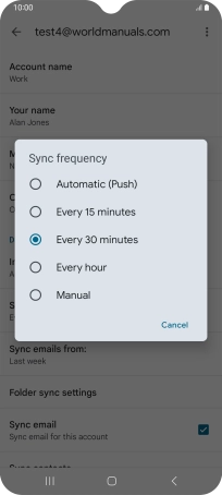 Press the required setting.