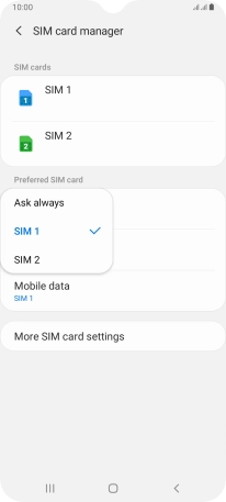 Press the required setting.