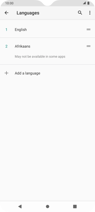 To select the new language as the default language, press the move icon next to the required language and drag it to the top of the list.