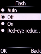 Select the required setting and press the Left selection key.