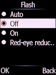 Select the required setting and press the Left selection key.