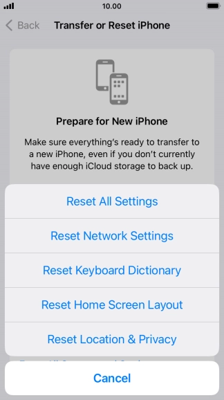 Press Reset Network Settings.