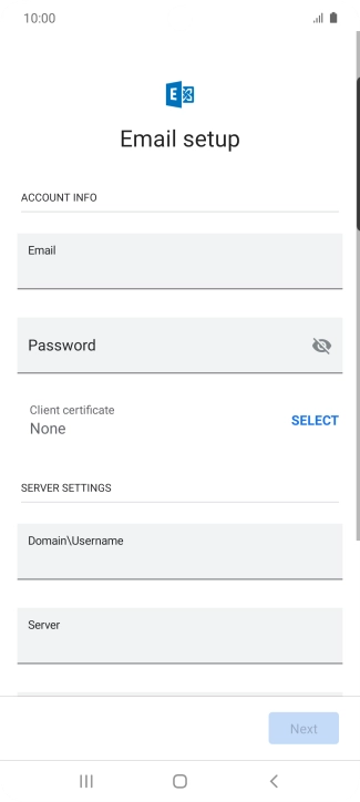 Press Password and key in the password for your email account.
