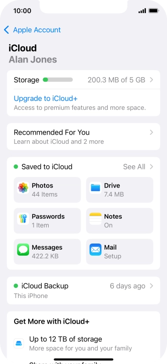 Press iCloud Backup.