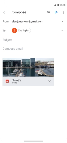 Press Subject and key in the subject of your email message.