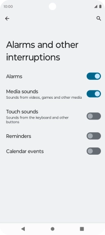 Press the indicators next to the required settings to turn sound for the selected functions on or off.