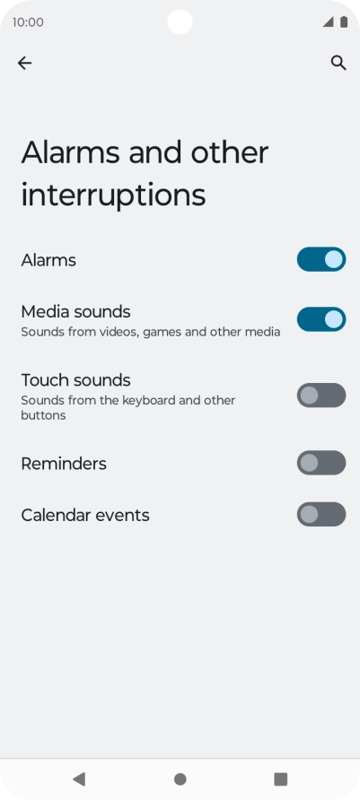 Press the indicators next to the required settings to turn sound for the selected functions on or off.