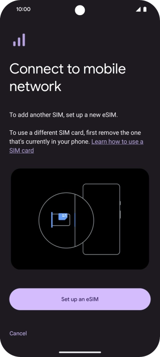 Press Setup an eSIM.
