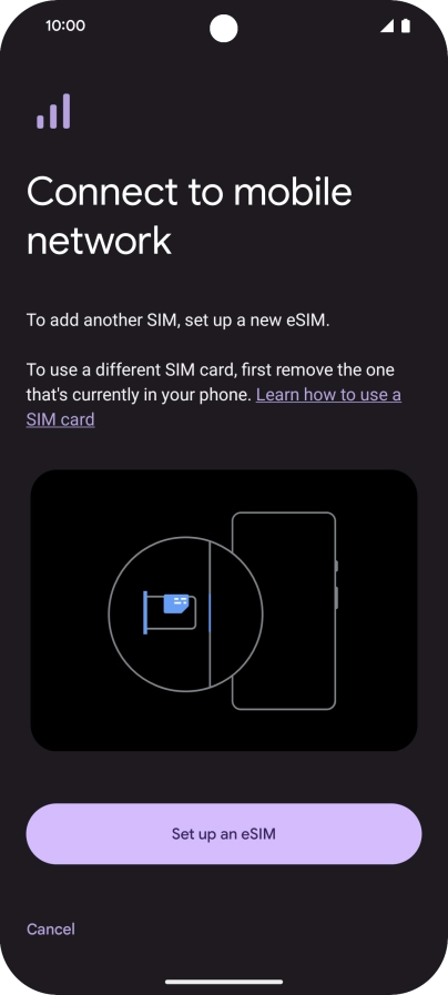 Press Setup an eSIM.