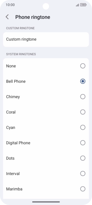 Press the required ring tones to hear them.