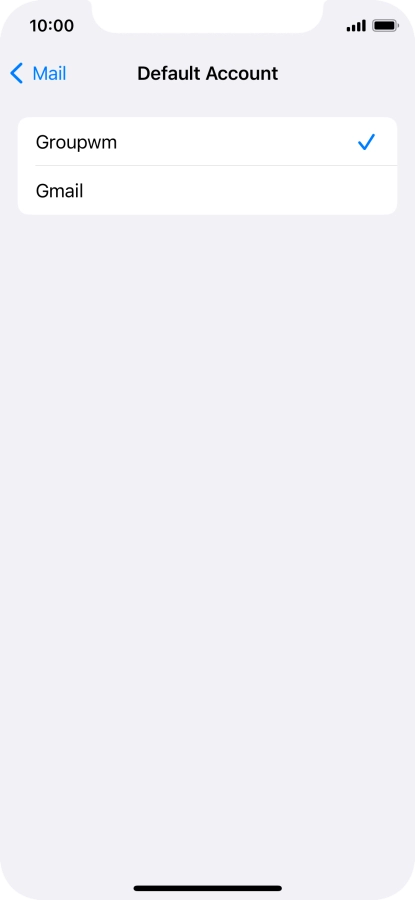 Press the required email account to select the email account as your default account.