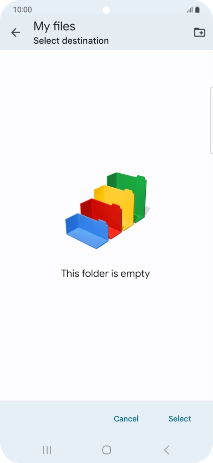 To create a new folder, press the new folder icon and follow the instructions on the screen to create a new folder.