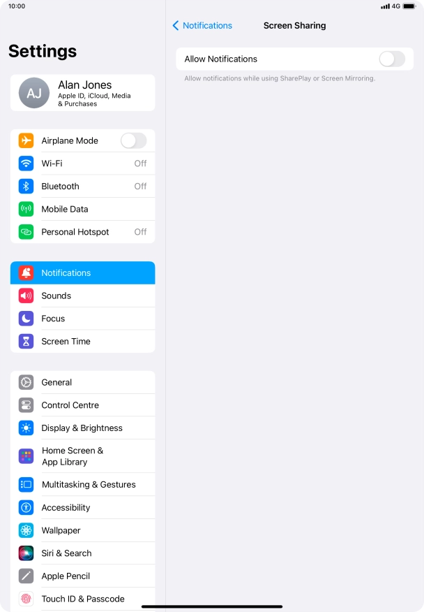 Press the indicator next to 