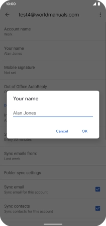 Key in the required sender name and press OK.