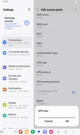 Key in default and press OK.
