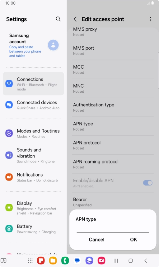 Key in default and press OK.