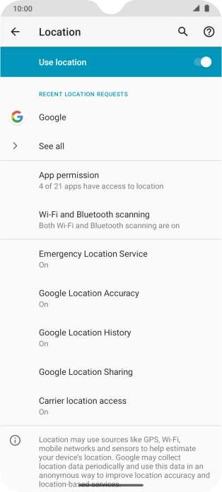 Press Google Location Accuracy.