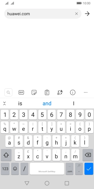 Key in the address of the required web page and press the confirm icon.