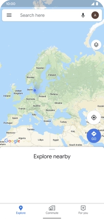 Press the search field and key in the required destination.