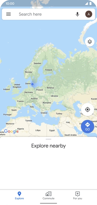 Press the search field and key in the required destination.