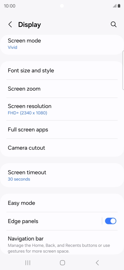 Press Screen timeout.
