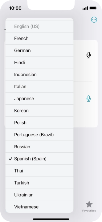 Press the required target language.