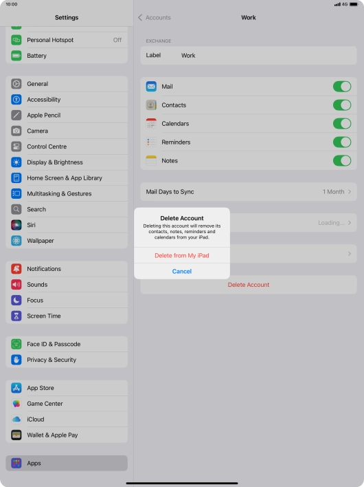 Press Delete from My iPad.