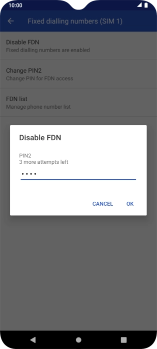 Key in your PIN2 and press OK. The default PIN2 is 1111.