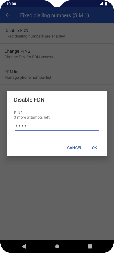 Key in your PIN2 and press OK. The default PIN2 is 1111.