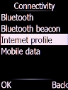 Select Internet profile and press the Left selection key.