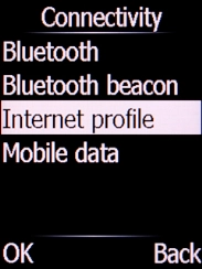 Select Internet profile and press the Left selection key.