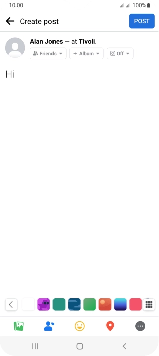 Write the required text and press POST.