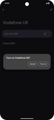 Press Turn on.