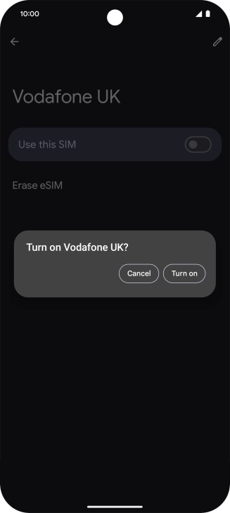 Press Turn on.