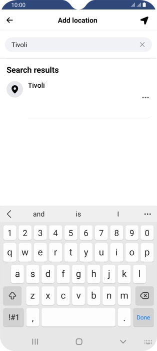 Press the required location.