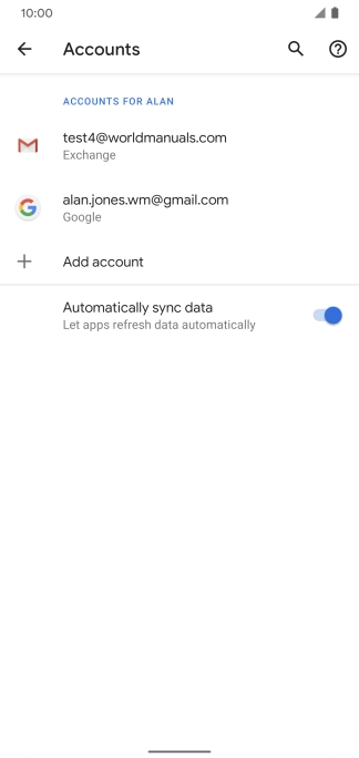 Press the required email account.