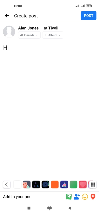 Write the required text and press POST.