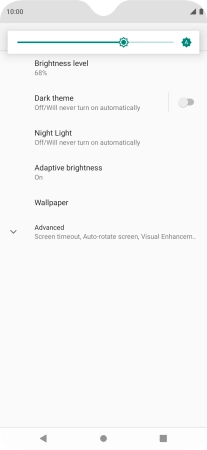Drag the brightness indicator right or left to select the required brightness level.