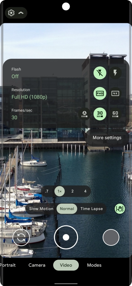 Press the required setting next to 