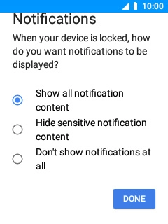 Select the required setting.