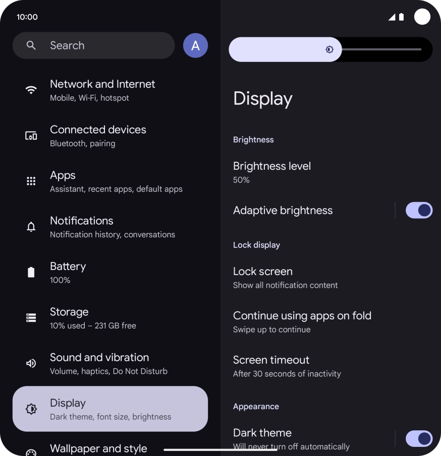 Drag the brightness indicator right or left to set brightness level manually.