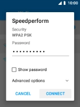 Key in the password for the Wi-Fi network and select CONNECT.