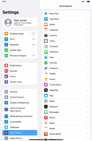 Press the required app.