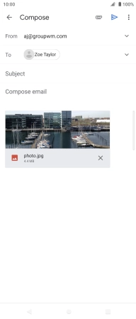 Press Subject and key in the subject of your email message.