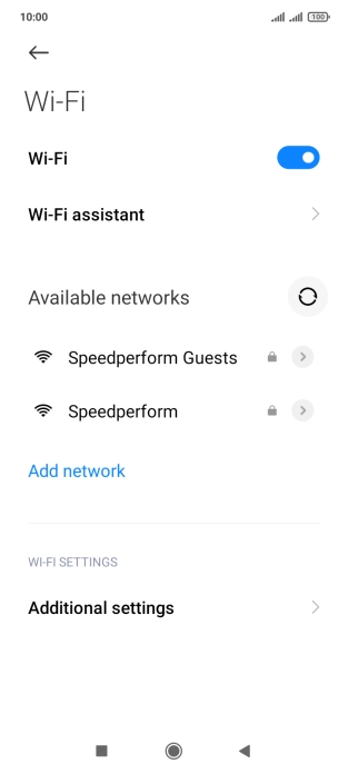 Press the required Wi-Fi network.
