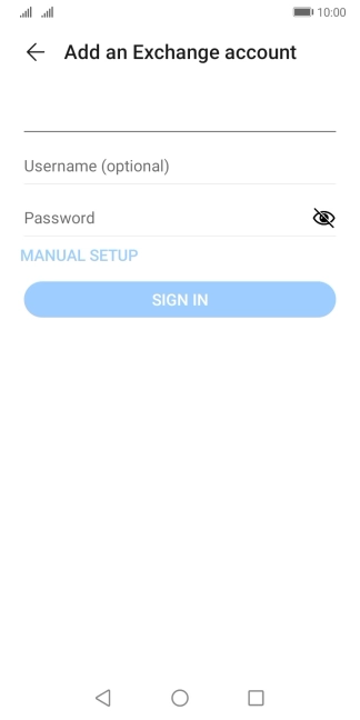 Press Username (optional) and key in the username for your email account.