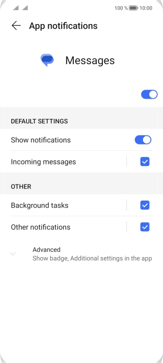 Press the indicator next to 