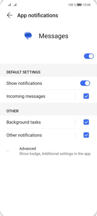 Press the indicator next to 