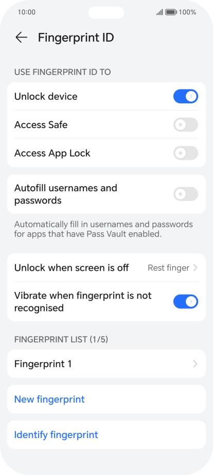 Press the required settings.