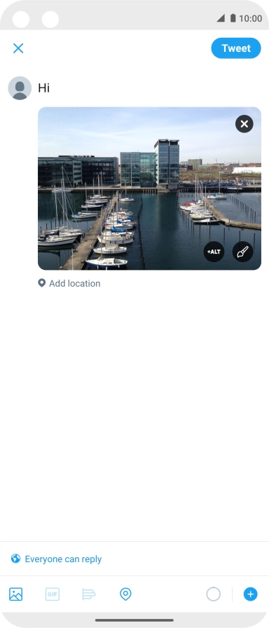 Write the required text and press Tweet.